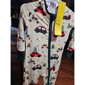 Cars Trees Snowman Tan  Bamboo   Zippy Double Zipper 18 To 24  Months